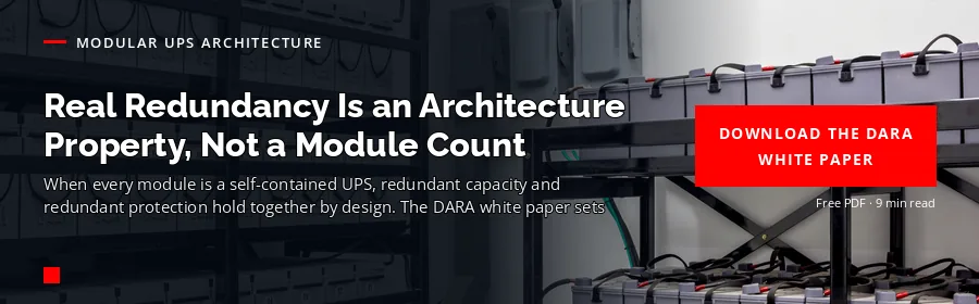 Centiel modular UPS CTA — real redundancy is an architecture property; download the DARA white paper