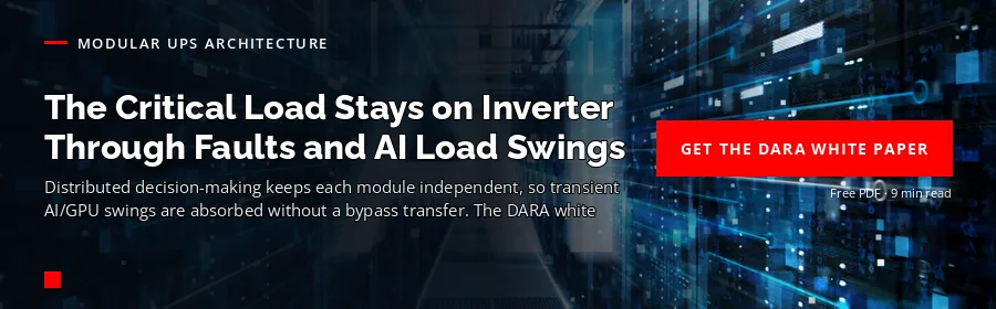 Centiel modular UPS CTA — the critical load stays on inverter through faults and AI load swings