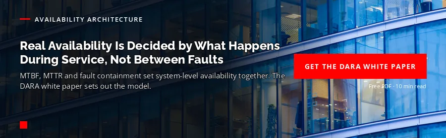 Centiel CTA — real availability is decided by what happens during service, not between faults; get the DARA white paper