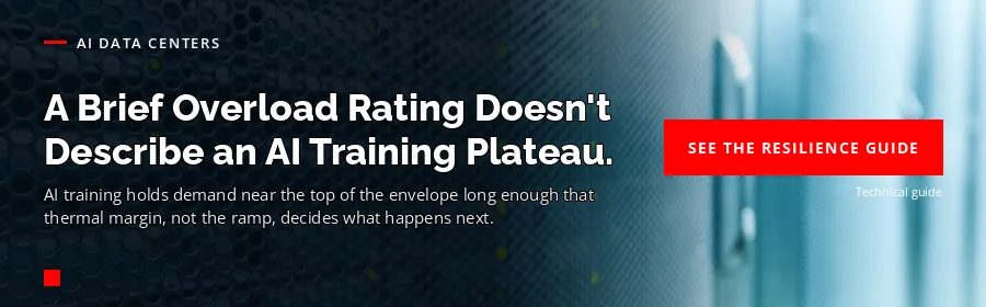 AI Data Centers — Power Resilience Guide: a brief overload rating doesn't describe an AI training plateau